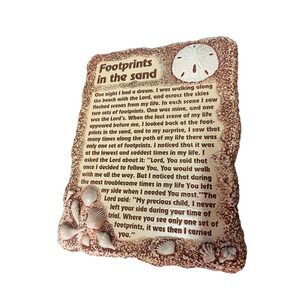 Footprints In The Sand Plaque Poem Religious Coastal Wall Decor